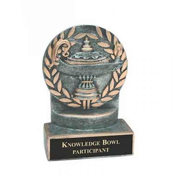 Lamp of Knowledge Wreath Resin Trophy