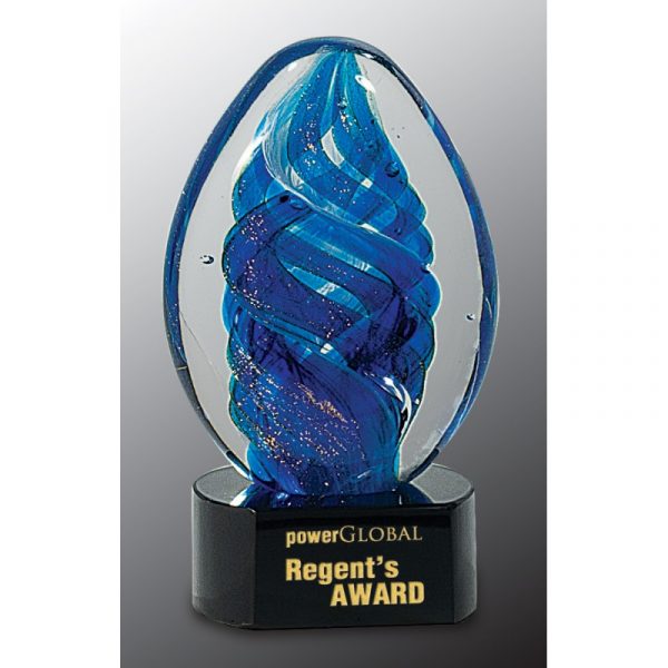 Blue Oval Swirl Art Glass Acrylics