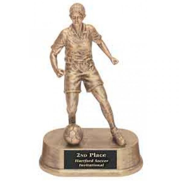 Antique Gold Female Soccer Resin Trophy