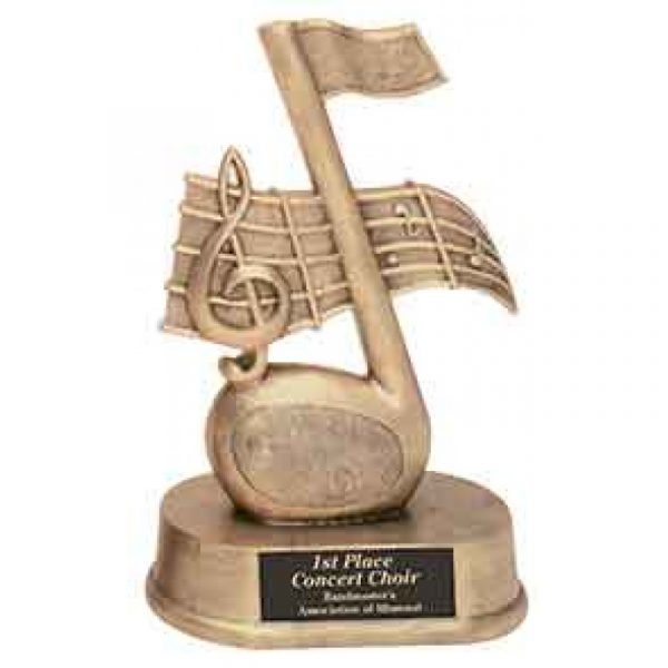 Antique Gold Music Note Resin Trophy