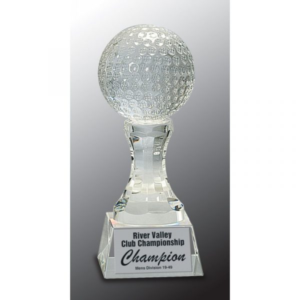 Crystal Golf Ball Pedestl Acrylics and Glass