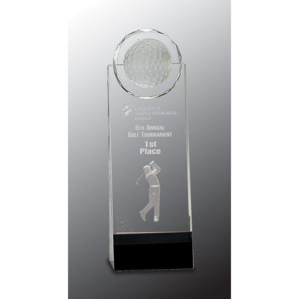 Crystal Golf Trophy with 3D Acrylics and Glass