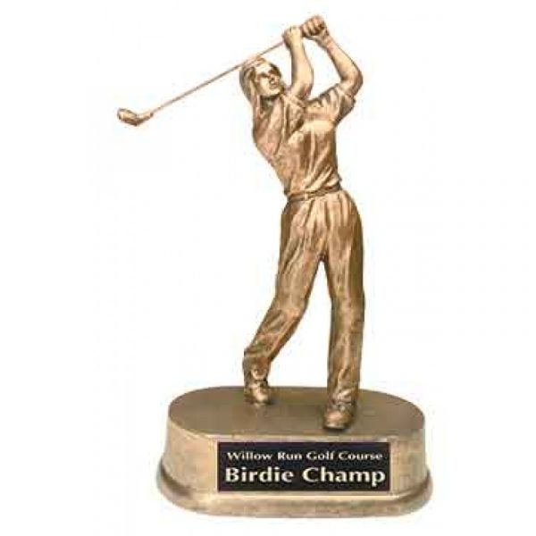 Antique Gold Female Golf Trophy