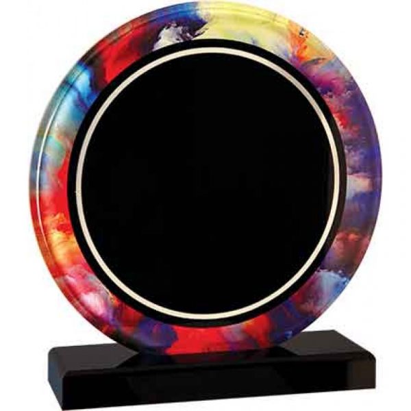 Circular Art Glass with Base Acrylics